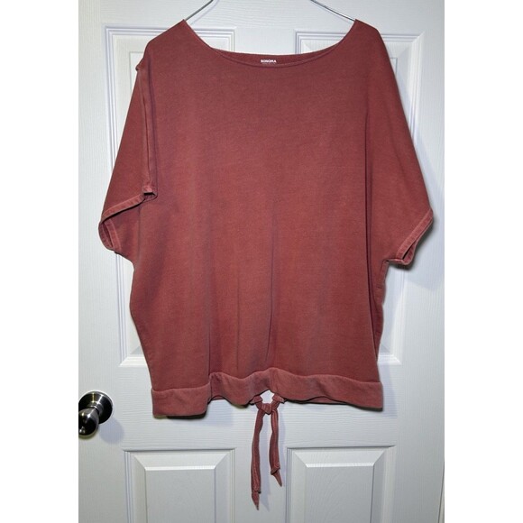 SONOMA Women’s Short Sleeve Tie Back Top Terracotta Size XL - Picture 2 of 7